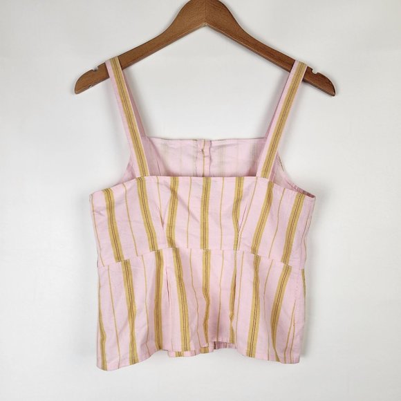 Topshop 165443 Womens Sleeveless Stripe Crop Tank Top Pink Yellow Size US 6 - Picture 7 of 15